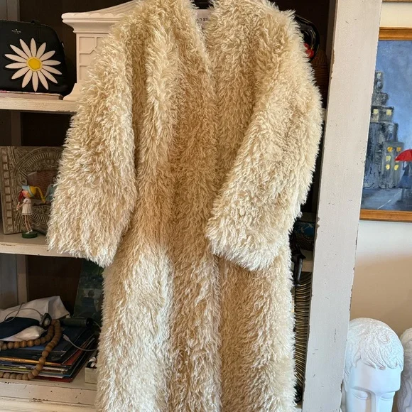 Stand Studio sz 36 4  ivory Carolina Coat faux fur curl nwt - Picture 8 of 11